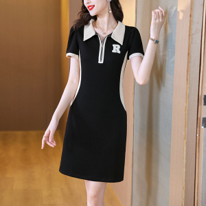 TR43891# 夏季新款短袖时尚休闲黑色连衣裙 服装批发女装批发服饰货源