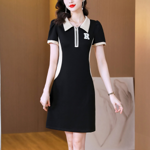 TR43891# 夏季新款短袖时尚休闲黑色连衣裙 服装批发女装批发服饰货源
