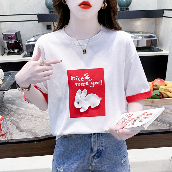 RM5706#爆款T恤标准夏季套头圆领艺术绘画