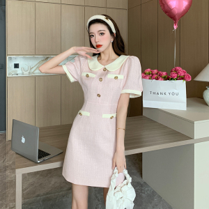 RM5930#小香风连衣裙法式娃娃领高级感小众设计小个子短袖裙子