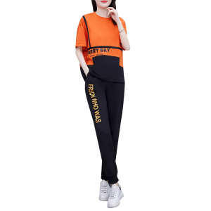 RM5992#夏装运动服套装洋气大码夏季休闲两件套胖MM短袖长裤两件套