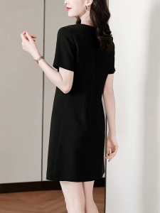 RM5899#新款夏季连衣裙女显瘦甜美设计感小众娃娃领小个子短袖直通裙