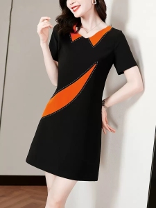 RM5899#新款夏季连衣裙女显瘦甜美设计感小众娃娃领小个子短袖直通裙