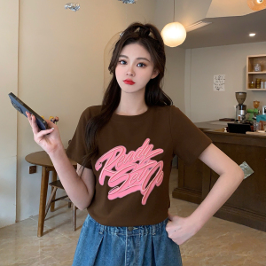 RM5735#大码女装胖妹妹简约韩版百搭休闲短袖印花绣花夏季T恤
