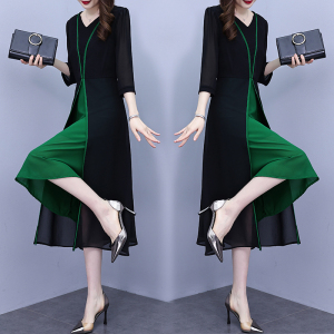 RM6816#大码黑色连衣裙2023年新款春夏女装显瘦高端奢华大牌裙子