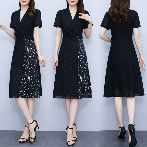 RM6741#新款大码气质印花连衣裙