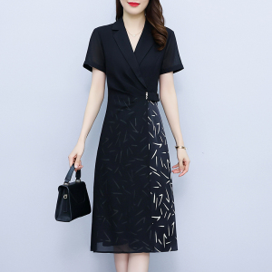 RM6741#新款大码气质印花连衣裙
