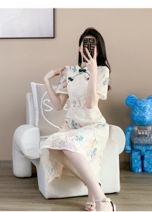 TR42767# 夏装新款大码女装旗袍复古连衣裙胖妹妹印花时尚裙子服装批发女装批发服饰货源