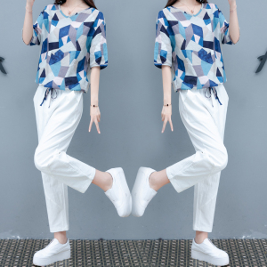 RM5708#棉麻职业套装夏装2023年新款洋气减龄显瘦休闲九分裤两件套女装潮
