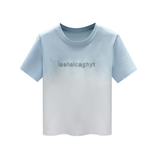 RM5963#欧货重工字母烫钻渐变扎染甜酷独特小众短袖T恤女