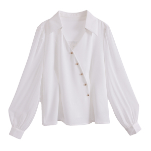 TR21277# 法式V领白色衬衫女春夏新款气质衬衣设计感小众上衣