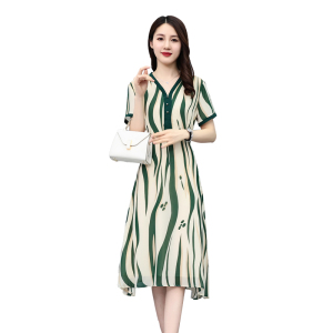 RM14870#女装夏新款妈妈装夏季连衣裙阔太太洋气雪纺连衣裙