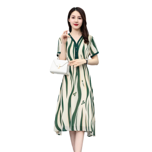RM14870#女装夏新款妈妈装夏季连衣裙阔太太洋气雪纺连衣裙