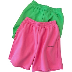 RM5921#高腰粉色休闲短裤女薄款2023新款宽松小个子直筒显瘦时尚运动裤子
