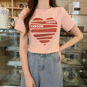 RM5730#大码女装新款胖妹妹显瘦印花糖果色短袖夏季T恤