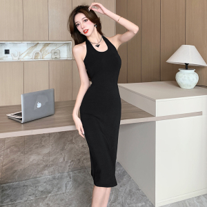 Spicy Girl Sports Style Slim Fit Wrap Hip Dress Women's Hanging Neck Strap Tank Top Skirt
