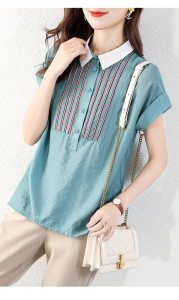 RM5832#夏韩版宽松条纹气质简约显瘦短袖T恤女上衣