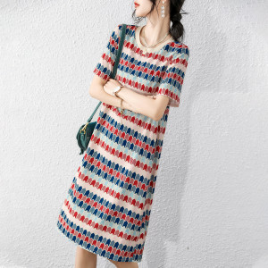 RM10511#夏季新款A字大码遮肉中长裙子宽松显瘦T恤微胖女式连衣裙
