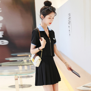 TR22525# 休闲不规则西装套装女夏新款韩版设计感甜酷百褶裙两件套 服装批发女装服饰货源