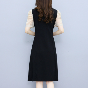 RM5910#时尚法式西装领连衣裙2023夏季新款减龄大码裙子