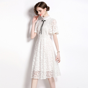 RM23918#名媛显瘦生日派对长裙 白色蕾丝连衣裙