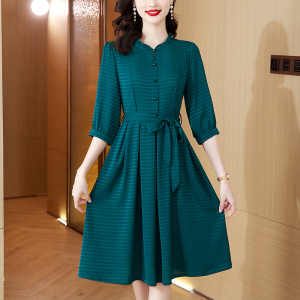 RM5849#春夏新款气质优雅时尚收腰显瘦中长款连衣裙