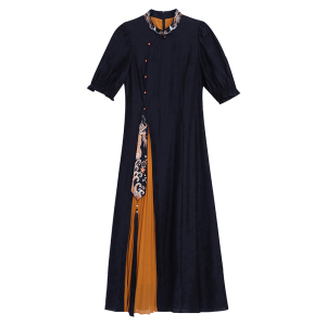 RM5979#大码女装改良夏季雪纺复古改良旗袍平时可穿时尚过膝长连衣裙