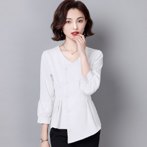 RM14507#新款小众设计感别致收腰法式时尚不规则显瘦衬衫