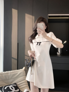 TR22519# 法式白色polo连衣裙夏季新款女装小香风高级感气质休闲裙子 服装批发女装服饰货源