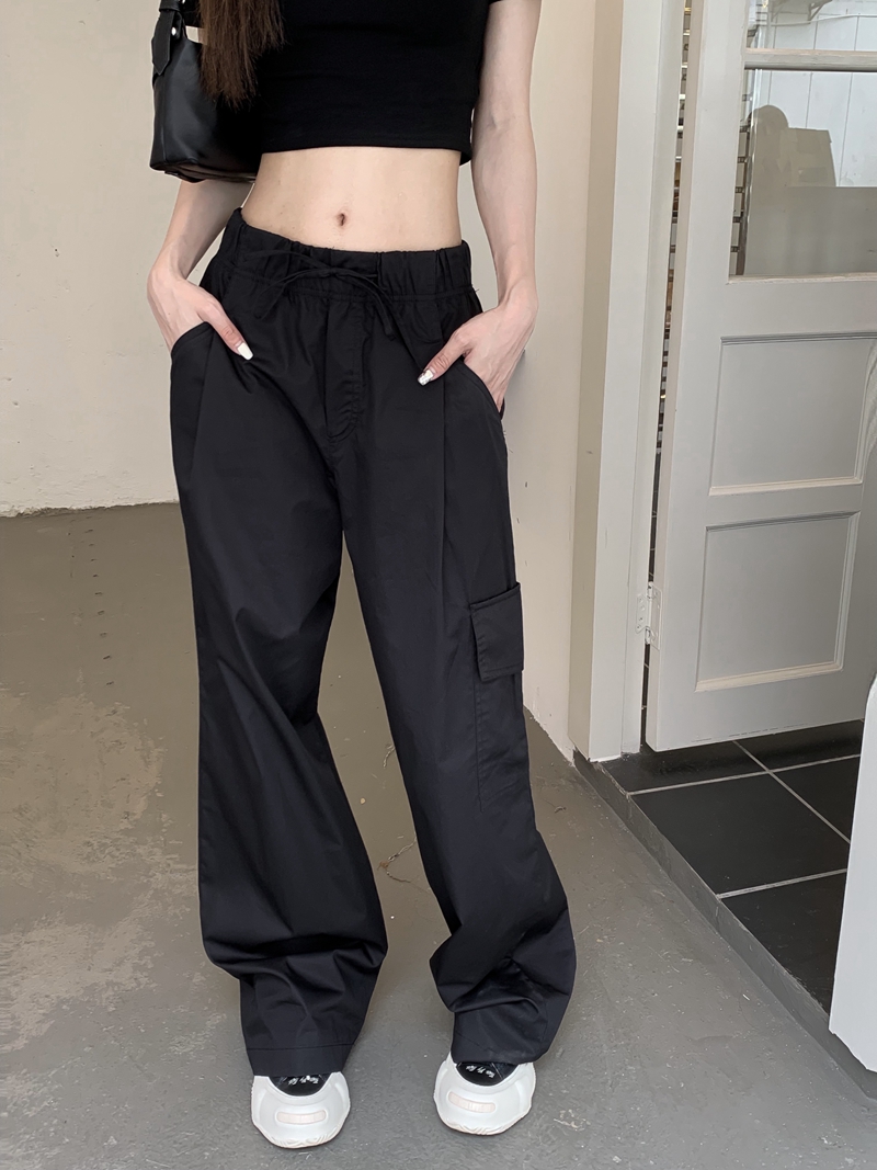 American retro street hottie parachute pants, loose and lazy high-waisted wide-leg casual overalls
