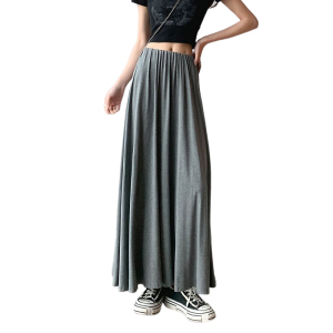 RM13417#法式赫本风设计感中长款高腰显瘦女半身裙大摆拖地裙慵懒风
