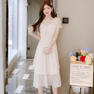 RM9411#新款夏季短袖名媛风韩版甜美淑女公主袖荷叶边裙连衣裙