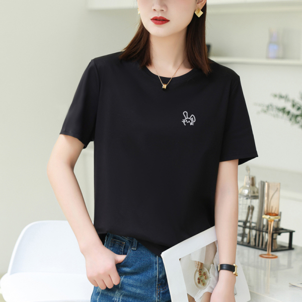 RM6615#新款圆领短袖T恤女夏季设计感宽松型时尚休闲套头上衣