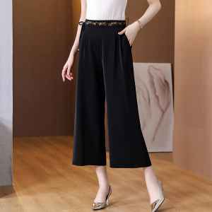 RM6828#新真丝休闲裤女夏季新款100%桑蚕丝高腰阔腿九分裤薄款高端