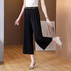 RM6828#新真丝休闲裤女夏季新款100%桑蚕丝高腰阔腿九分裤薄款高端