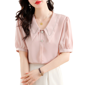 RM7676#夏季韩版新款减龄百搭设计感尖领小衫气质高级感缎面衬衫