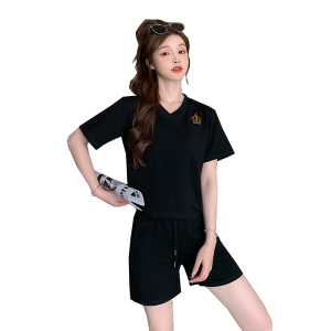 RM6162#炸街运动套装女夏2023新款宽松洋气减龄小个子休闲短裤两件套