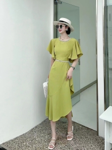 RY1599#夏季新款时尚大牌洋气不规则连衣裙优雅显瘦气质裙子