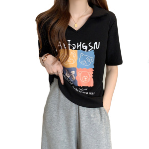 RM6529#大码女装2023夏季新款时尚休闲显瘦T恤印花短袖上衣
