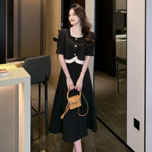 RM10695#夏季新款甜美减龄方领荷叶边A字遮肉显瘦时尚套装裙