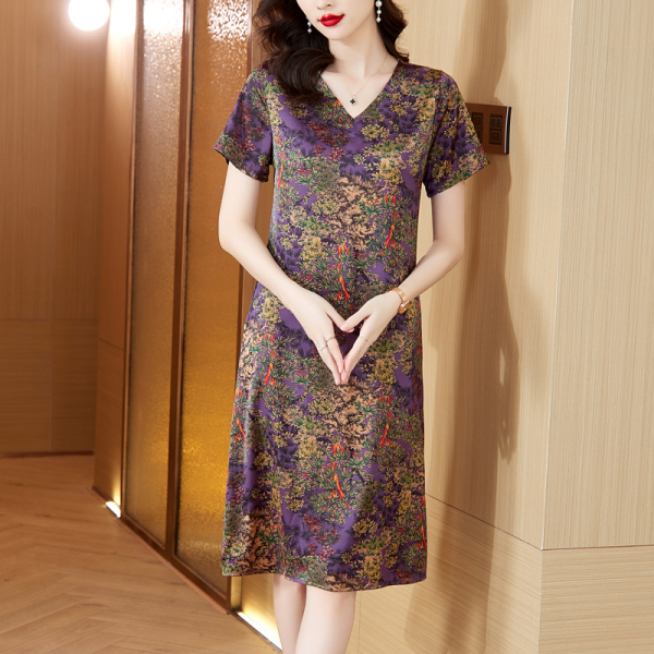 RM6799#香云纱连衣裙女年轻款重磅修身显瘦高档专柜时尚显瘦夏
