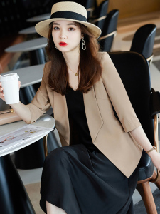 RM9018#卡其色韩版小西装外套女2023新款春夏高级感时尚休闲气质西服上衣