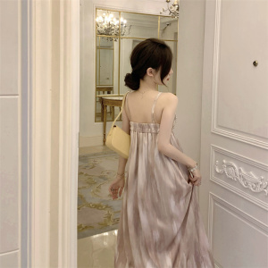 RM20188#泰式千金风吊带连衣裙女纯欲高级感抹胸收腰设计感气质扎染长裙夏
