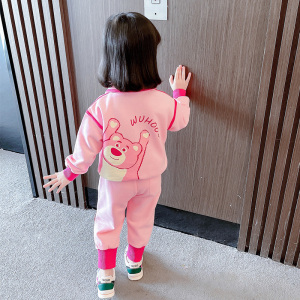 TR52103# 女童套装春秋季新款时髦时尚洋气卫衣运动服儿童宝宝两件套 童装批发儿童服饰