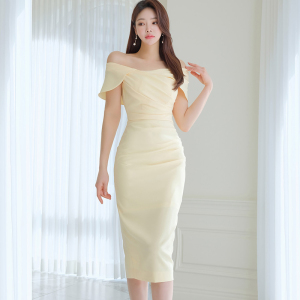 Off Shoulder Style Sexy Dress Dress Slim Fit Slim Mid length Dress