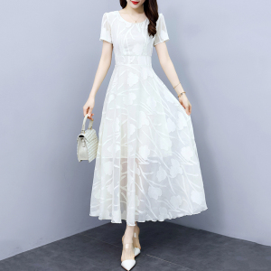 RM6169#雪纺垂感连衣裙2023新款女夏季长款高端国际奢华大牌妈妈气质长裙