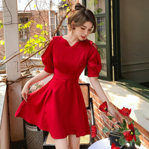 RM10801#法式晚礼服女夏季宴会气质平时可穿红色轻奢小众高端连衣裙高级感