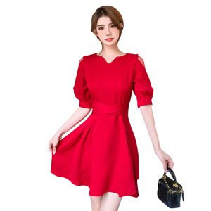 TR22484# 法式晚礼服女夏季宴会气质平时可穿红色轻奢小众高端连衣裙高级感 服装批发女装服饰货源