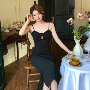 TR22487# 泰式法式性感黑色吊带连衣裙子女夏季新款海边度假高级感长裙 服装批发女装服饰货源