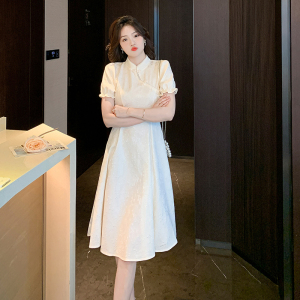 RM15732#改良旗袍女夏季2023年新款新中式复古盘扣气质显瘦法式连衣裙